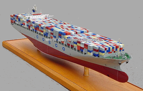 大型コンテナ運搬船(COSCO)精密模型完成品 1/350、1/200、1/144 大型ファイバーグラス製コンテナ船モデル 完成品台座付き