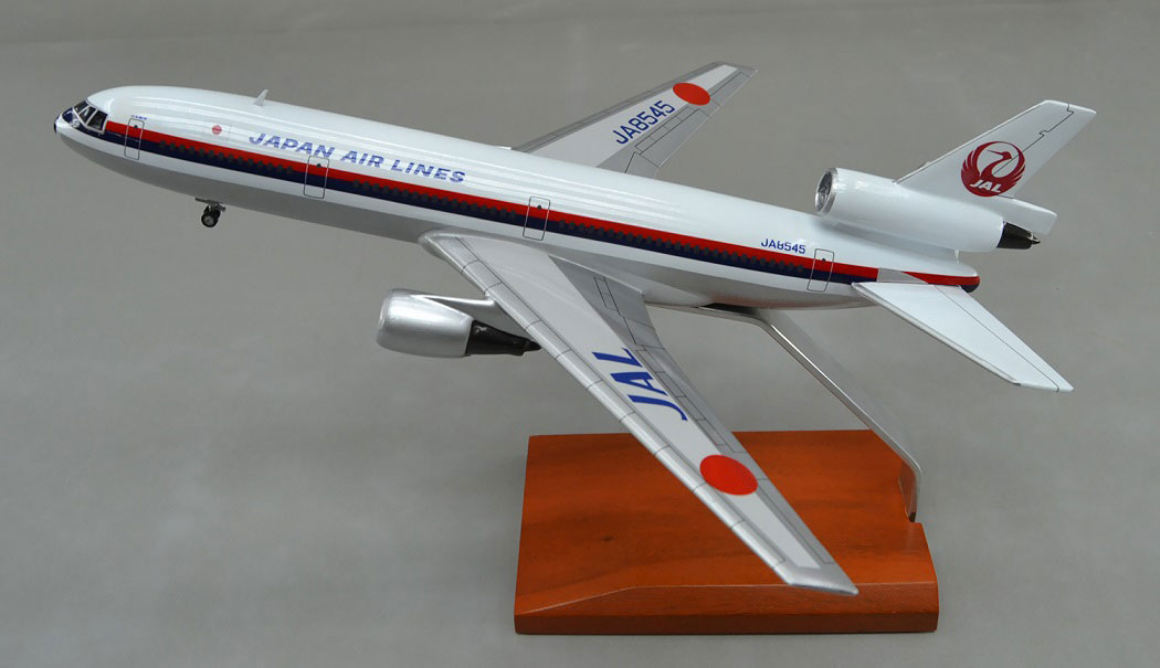 マクドネル・ダグラスDC-10-40、日本航空、JAL精密塗装済完成模型、3発ジェット旅客機、木製ハンドメイド航空機模型 ウッドマンクラブ