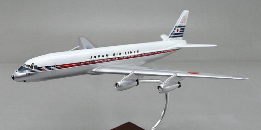 DC-8 日本航空 JAL 精密航空機模型 塗装済完成品、木製ハンドメイド船舶模型 ウッドマンクラブ