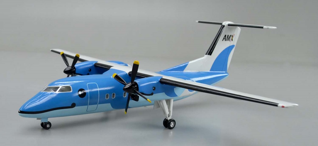 DHC DASH-8-103、天草エアライン、精密塗装済完成模型、プロペラ旅客機、木製ハンドメイド航空機模型 ウッドマンクラブ