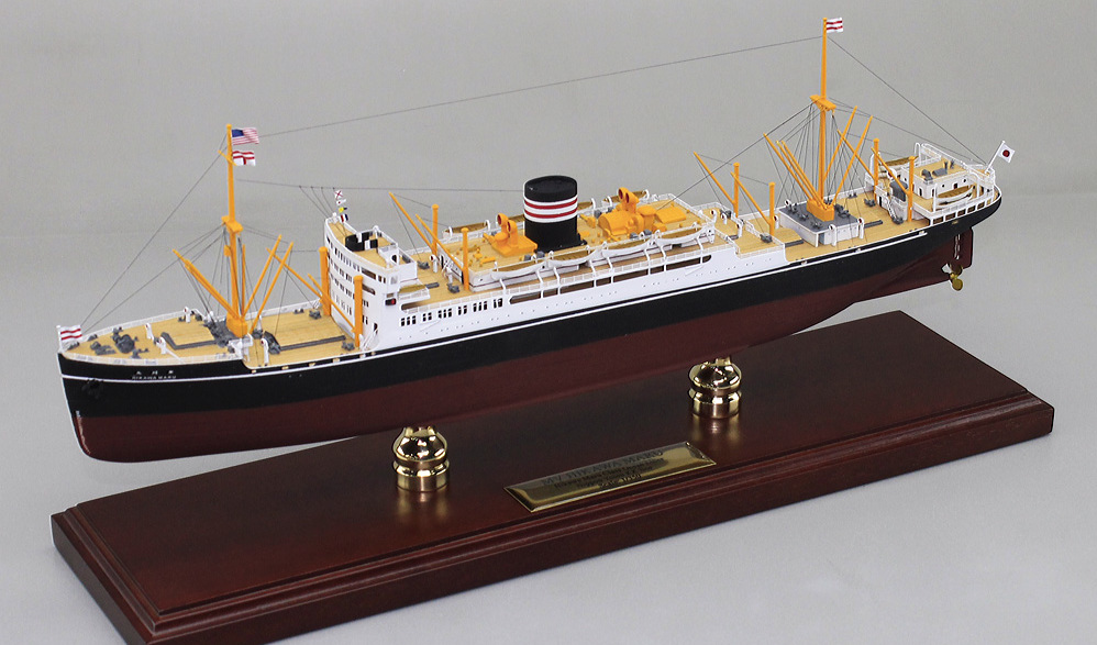 氷川丸(HIKAWA-MARU)日本郵船精密模型完成品 1/350、1/200、1/144 大型木製ハンドメイド客船モデル 完成品台座付き