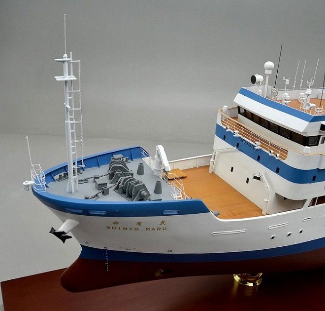 1/60 東京海洋大学様「神鷹丸」模型 木製ハンドメイド精密船舶模型製作会社、ウッドマンクラブ