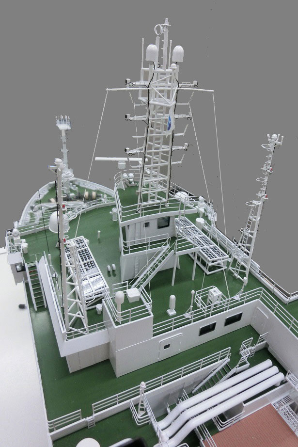 1/100 JAMSTEC 海洋研究開発機構 ジャムステック様 海底広域研究船「かいめい」模型 木+FRP製ハンドメイド精密船舶模型製作会社、ウッドマンクラブ