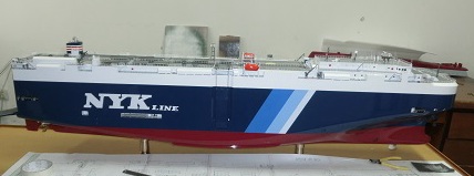 大型自動車運搬船 日本郵船 NKK 精密船舶模型 塗装済完成品、木製ハンドメイド船舶模型 ウッドマンクラブ