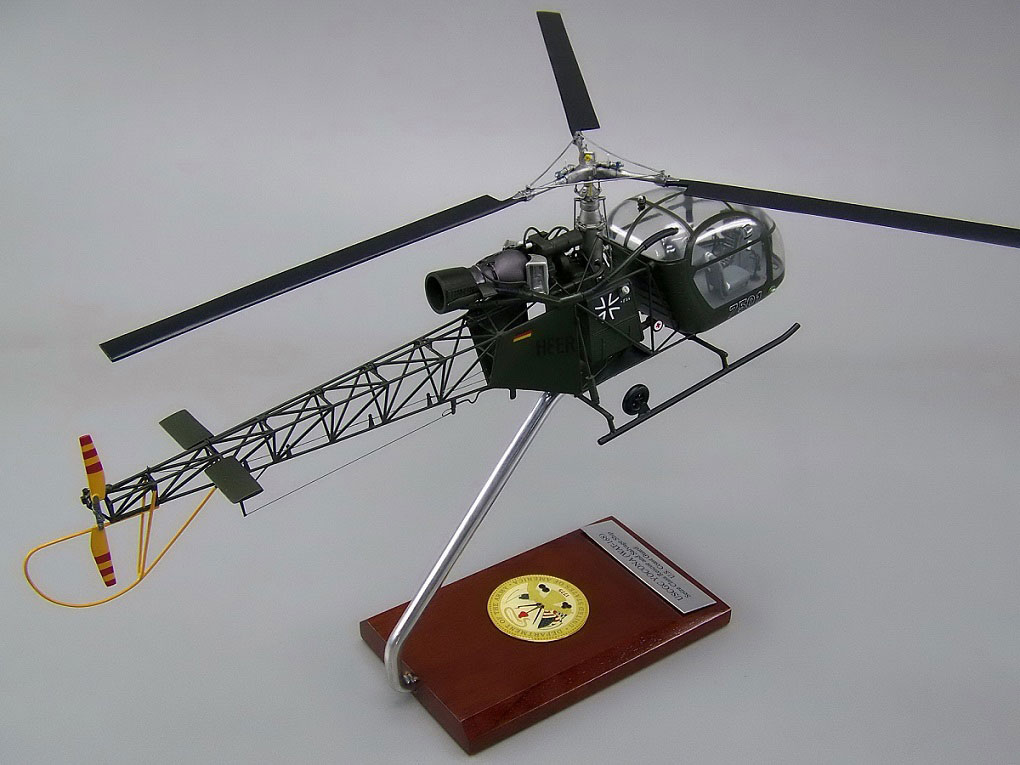 1/24 [SA313 ALOUETTEⅡ] ヘリコプター精密模型 木製ハンドメイド精密航空機模型、ウッドマンクラブ