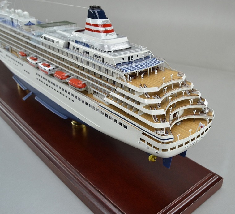 飛鳥Ⅱ 郵船クルーズ 精密模型完成品 木製ハンドメイド製作、精密模型製作・販売の専門店 ウッドマンクラブ