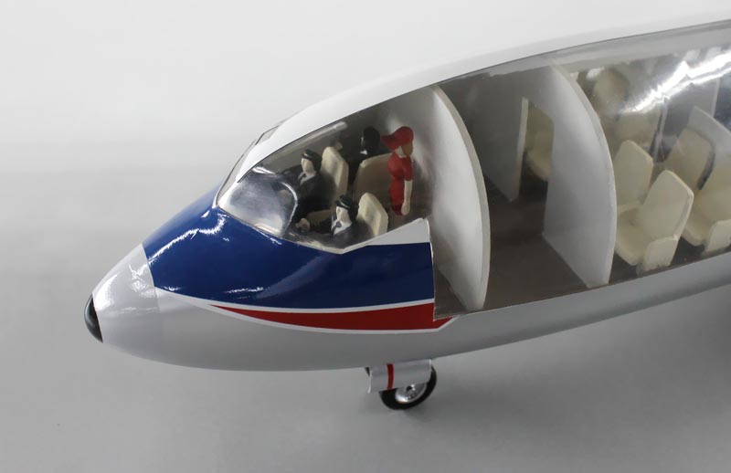 Boeing727-100 ボーイング727-100 カットモデル 1/50精密模型完成品,ギアダウン アクリル透明仕様 ハンドメイド木製ソリッドモデル、ウッドマンクラブ