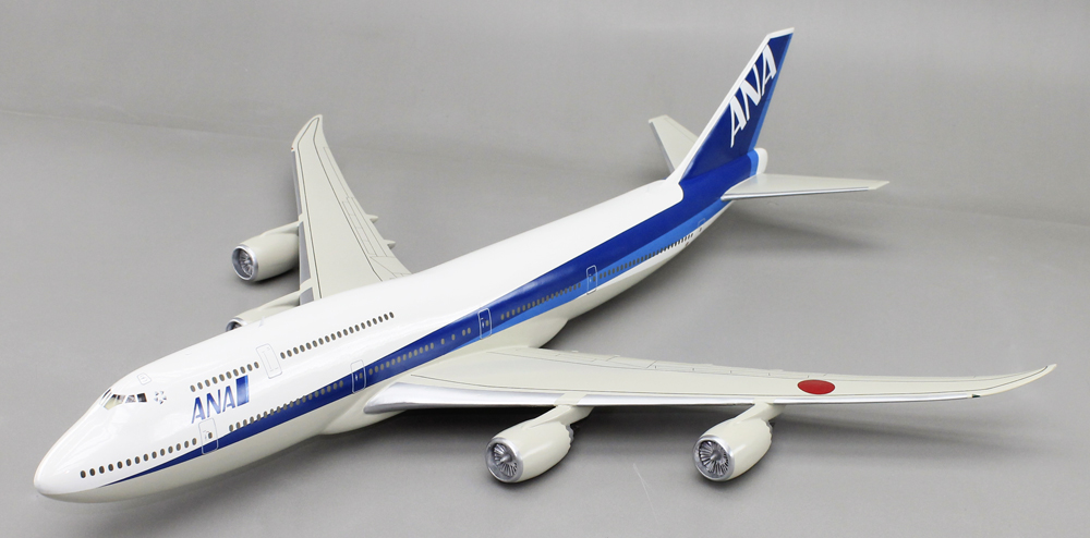 □旅客機精密模型完成品 木製ソリッドモデル B747-400 ボーイング747