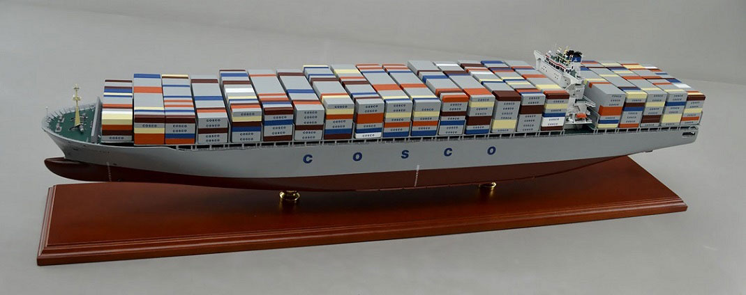1/400 コスコ アジア 大型コンテナ運搬船 外航コンテナ輸送船 木製精密模型 精密模型製作専門店 ウッドマンクラブ