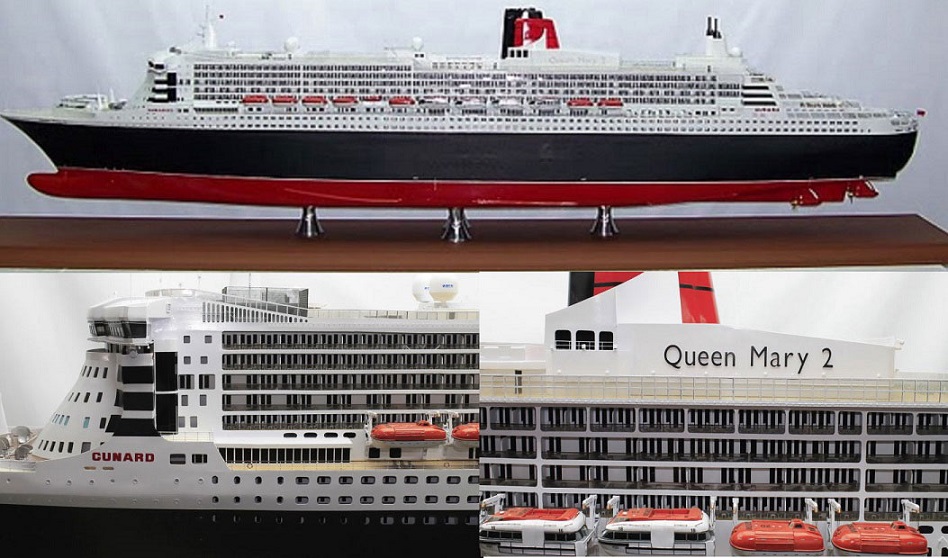 1/100 クイーンメリー２ QUEENMARY2,クルーズ客船 (Cruise liner) 木製,精密船舶模型製作販売専門店,ウッドマンクラブ
