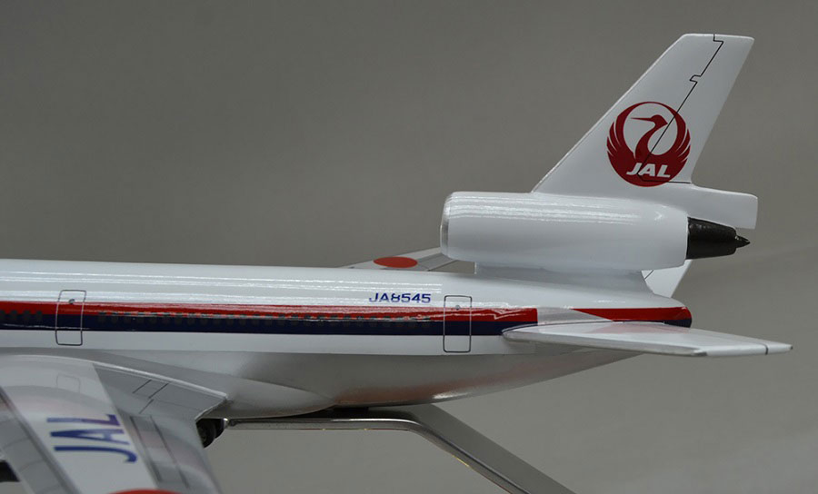 マクドネル・ダグラスDC-10-40、日本航空、JAL精密塗装済完成模型、3発ジェット旅客機、木製ハンドメイド航空機模型 ウッドマンクラブ