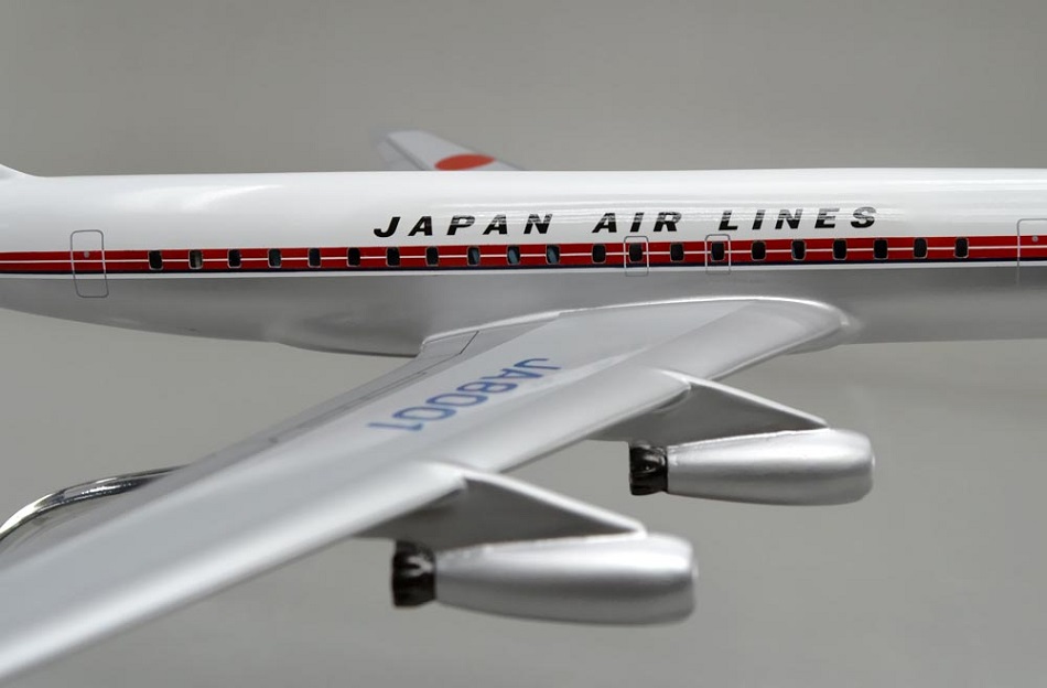 DC-8-32 FUJI DOUGLAS DC-8 JA8001 日本航空ジェット旅客機 精密模型完成品,ギアダウン　操縦席・客席窓=アクリル透明仕様 ハンドメイド木製ソリッドモデル、ウッドマンクラブ