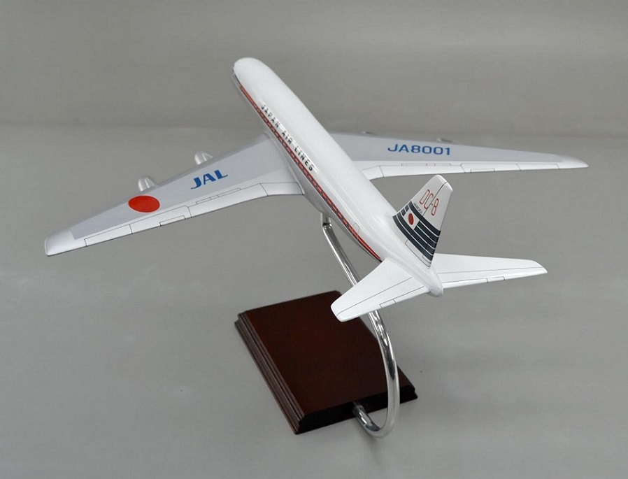 DC-8-32 FUJI DOUGLAS DC-8 JA8001 日本航空ジェット旅客機 精密模型完成品,ギアダウン　操縦席・客席窓=アクリル透明仕様 ハンドメイド木製ソリッドモデル、ウッドマンクラブ