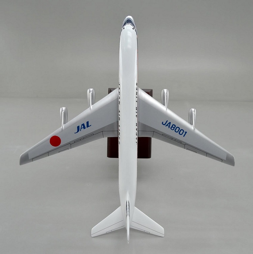 DC-8-32 FUJI DOUGLAS DC-8 JA8001 日本航空ジェット旅客機 精密模型完成品,ギアダウン　操縦席・客席窓=アクリル透明仕様 ハンドメイド木製ソリッドモデル、ウッドマンクラブ