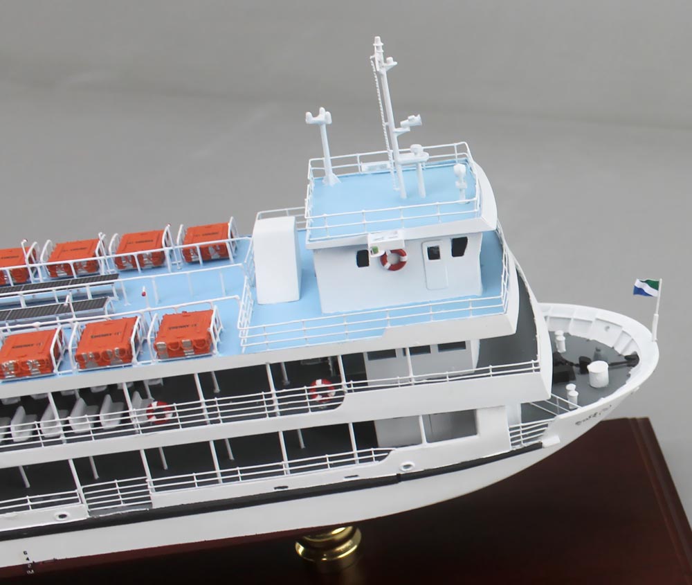 ミャンマー内陸水運公社様渡河船「1/100 チェリーⅠ」 木製ハンドメイド精密船舶模型、ウッドマンクラブ