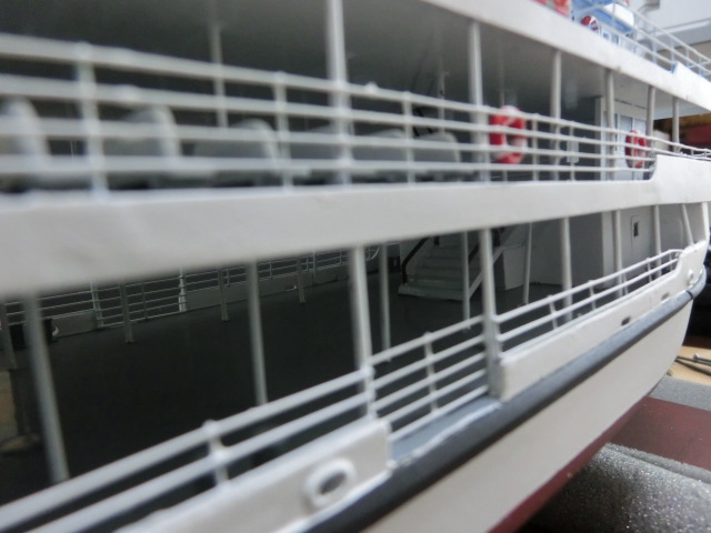 ミャンマー内陸水運公社様渡河船「1/100 チェリーⅠ」 木製ハンドメイド精密船舶模型、ウッドマンクラブ