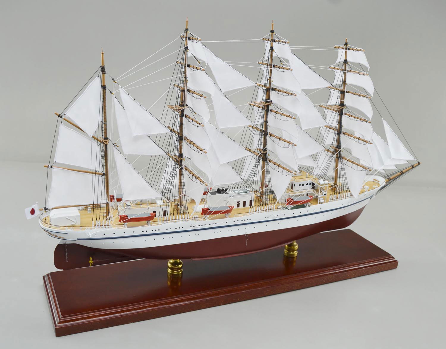 □大型帆船 日本丸精密模型完成品 精密帆船模型 ハンドメイド木製帆船 