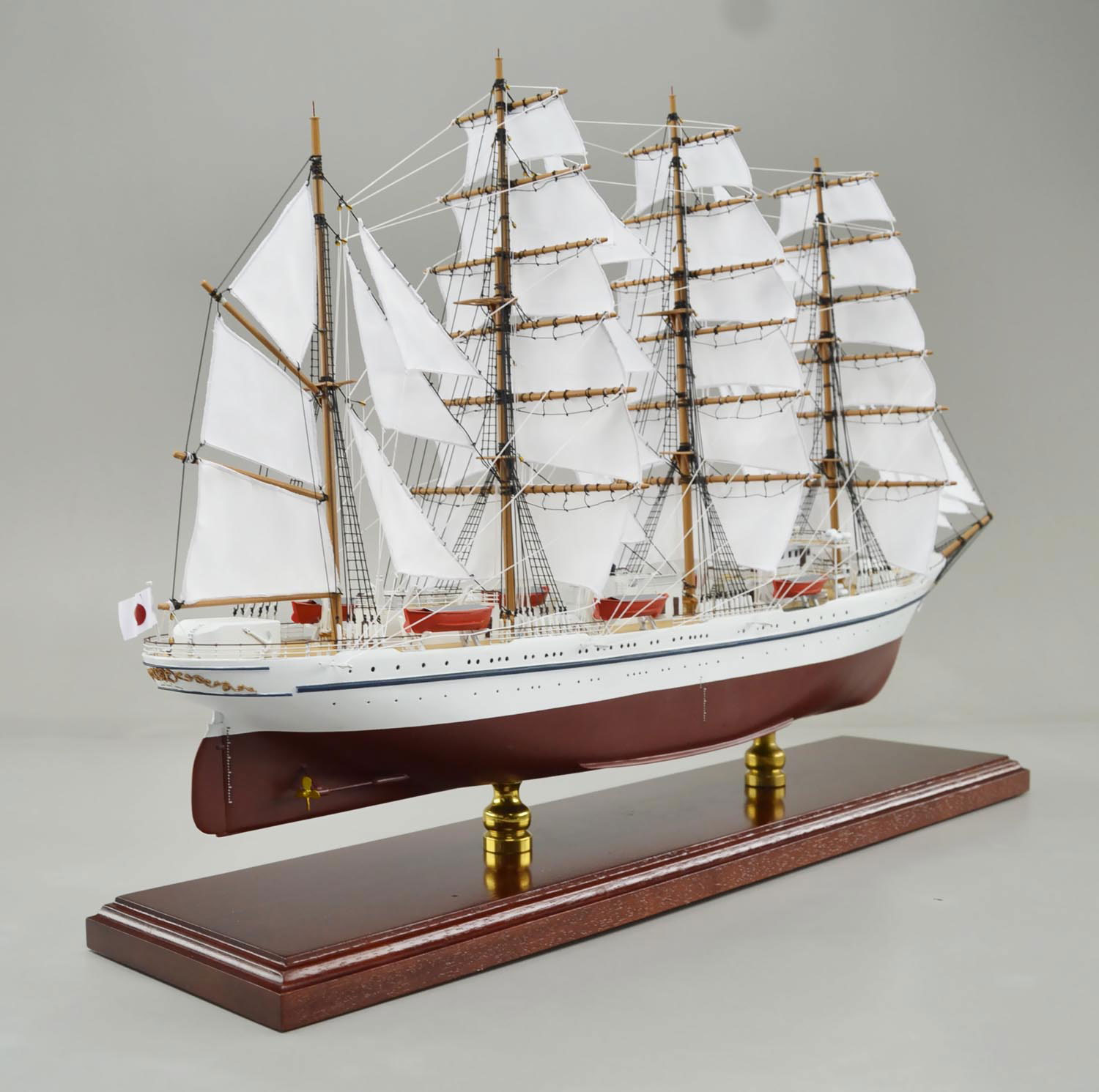 □大型帆船 日本丸精密模型完成品 精密帆船模型 ハンドメイド木製帆船