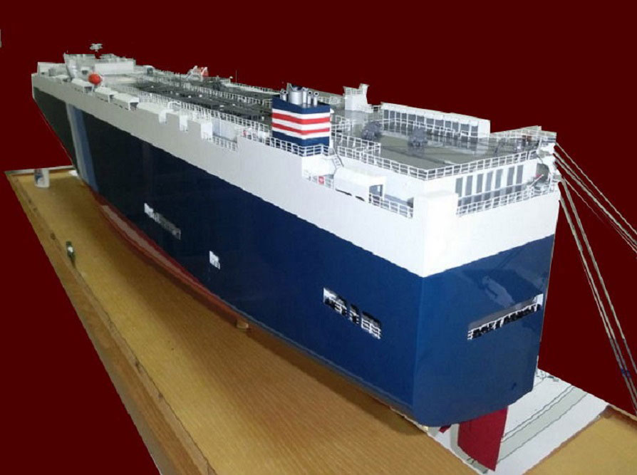 1/100 自動車運搬船 Roll-on/Roll-off Ship 内部カットモデル FRP製精密模型 モデルシップ制作,展示模型,製作専門店,精密船舶模型完成品,ウッドマンクラブ