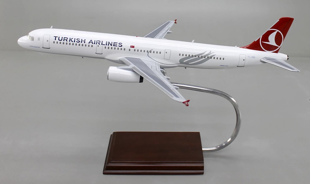 エアバスA321-200 トルコ航空・ターキッシュエア TURKISH-AIRLINES超精密模型完成品台座付 ウッドマンクラブ