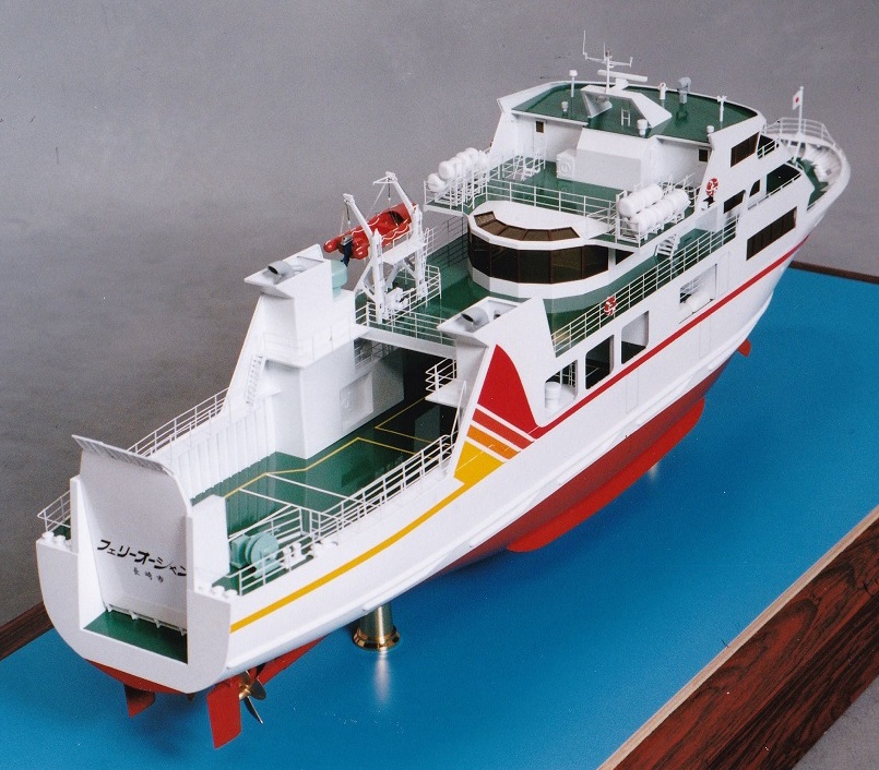 1/100 五島旅客船(株)フェリーオーシャン「FERRY OCEAN」フェリー模型 木製ハンドメイド精密船舶模型、ウッドマンクラブ