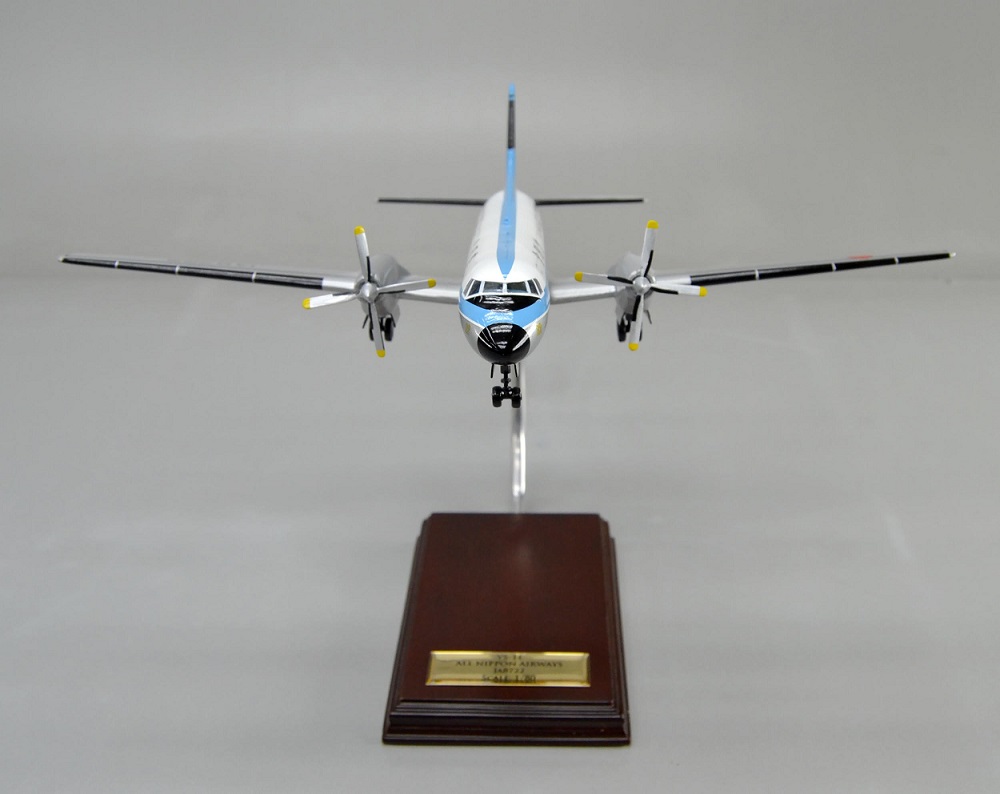 1/80 YS-11 ANA全日本空輸 全日空 ギアダウン プロペラ旅客機 日本航空機製造 ターボプロップ ワイエス11、プロペラ回転　操縦席・客席窓=アクリル透明仕様 ハンドメイド木製ソリッドモデル、旅客機模型完成品、ウッドマンクラブ