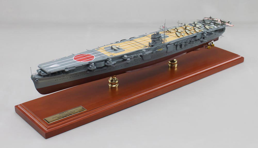 1/350空母飛龍精密模型完成品塗装済、木製ハンドメイド艦船模型、空母飛龍精密艦船模型完成品台座付の製作と通販専門店 ウッドマンクラブ