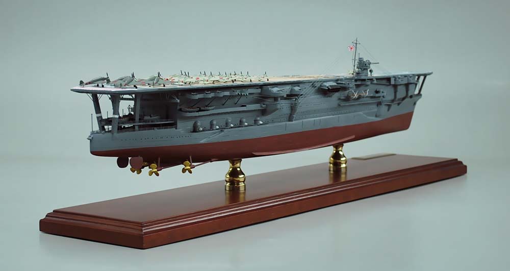 1/350空母加賀精密模型完成品塗装済、木製ハンドメイド艦船模型、空母加賀精密艦船模型完成品台座付の製作と通販専門店 ウッドマンクラブ