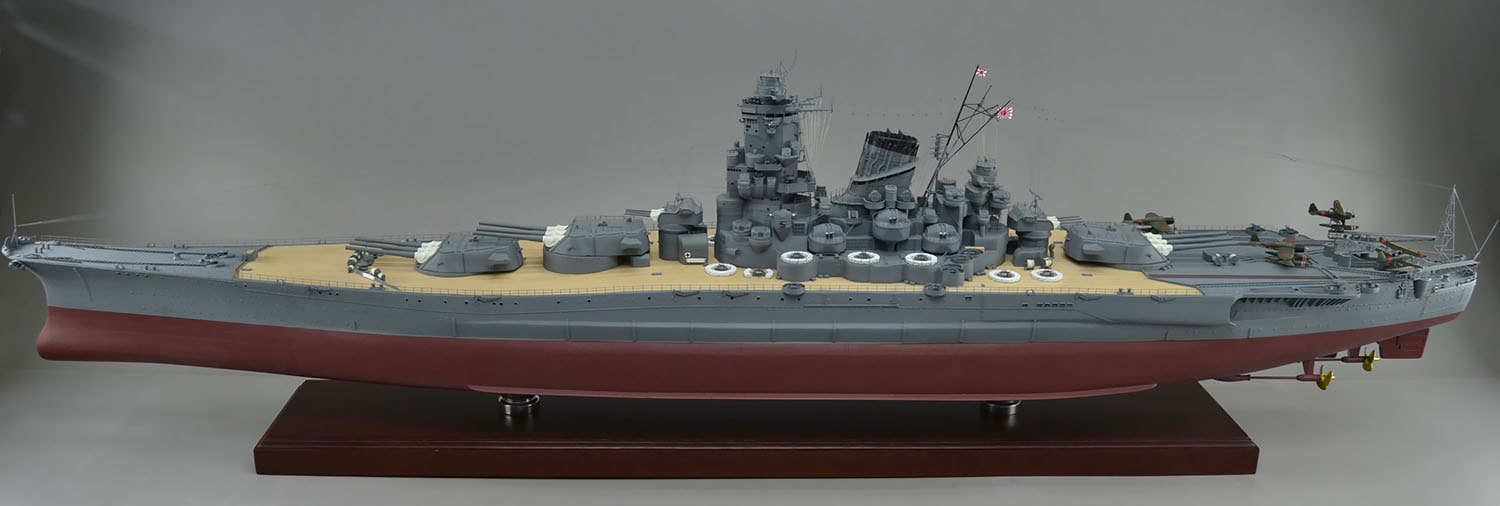 1/144戦艦武蔵超精密模型完成品、木製ハンドメイド、戦艦武蔵精密艦船模型完成品台座付の製作と通販専門店 ウッドマンクラブ