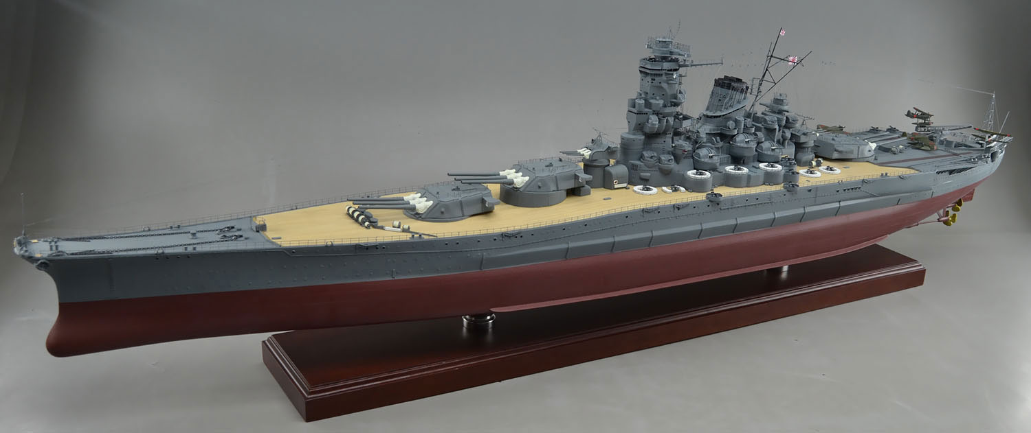 1/144戦艦武蔵超精密模型完成品、木製ハンドメイド、戦艦武蔵精密艦船模型完成品台座付の製作と通販専門店 ウッドマンクラブ