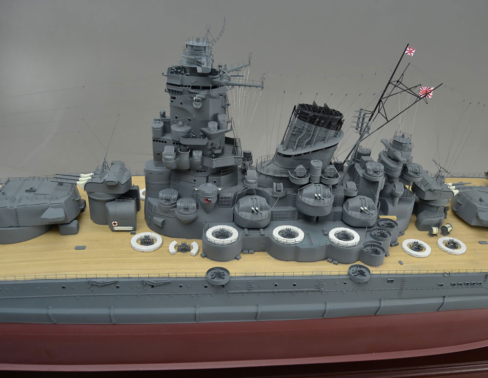 1/144戦艦武蔵超精密模型完成品、木製ハンドメイド、戦艦武蔵精密艦船模型完成品台座付の製作と通販専門店 ウッドマンクラブ