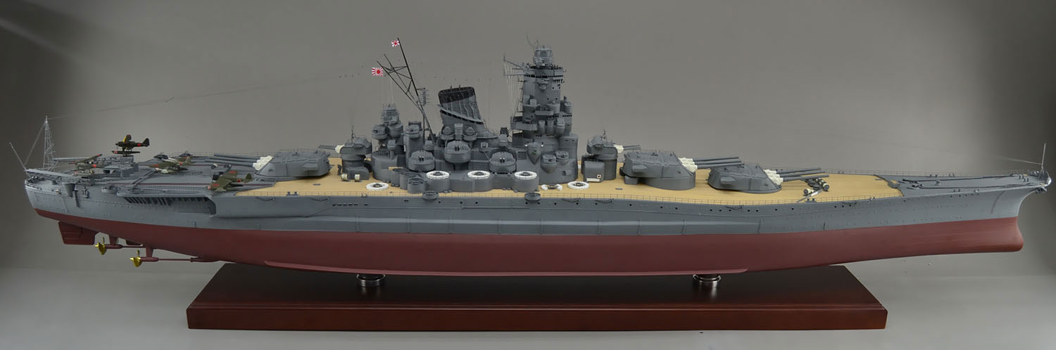 1/144戦艦武蔵超精密模型完成品、木製ハンドメイド、戦艦武蔵精密艦船模型完成品台座付の製作と通販専門店 ウッドマンクラブ