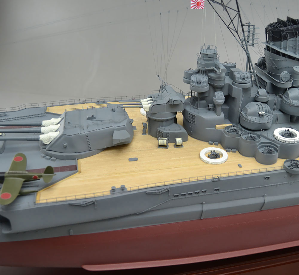 1/144戦艦武蔵超精密模型完成品、木製ハンドメイド、戦艦武蔵精密艦船模型完成品台座付の製作と通販専門店 ウッドマンクラブ