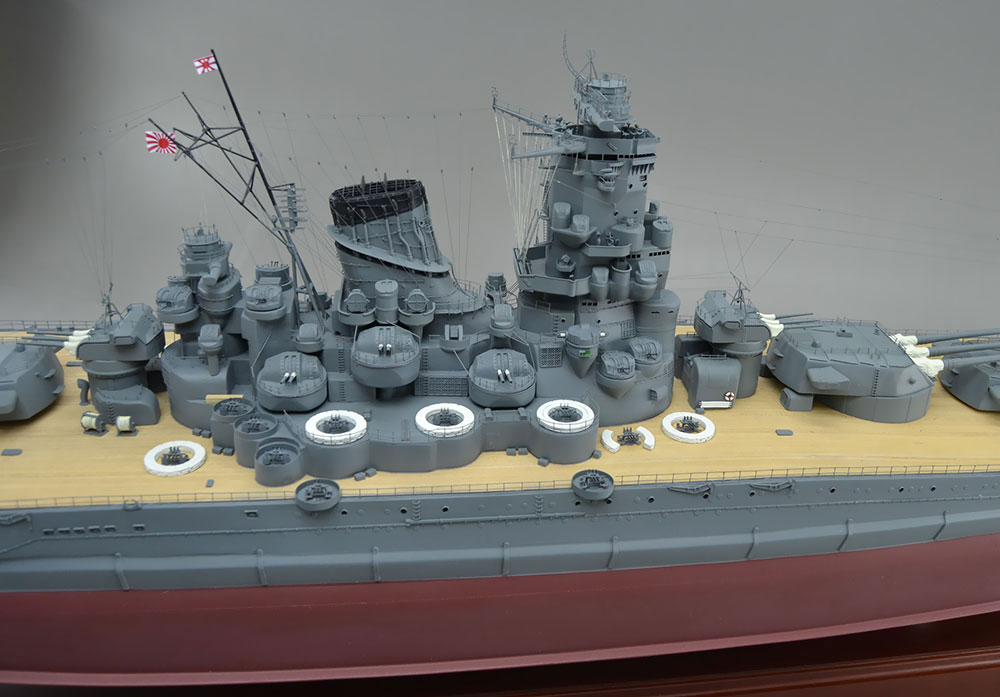 1/144戦艦武蔵超精密模型完成品、木製ハンドメイド、戦艦武蔵精密艦船模型完成品台座付の製作と通販専門店 ウッドマンクラブ