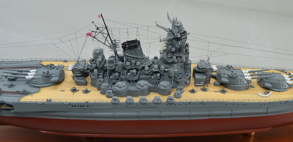 1/350戦艦大和超精密模型完成品、木製ハンドメイド、戦艦大和精密艦船模型完成品台座付の製作と通販専門店 ウッドマンクラブ