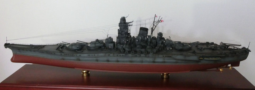 1/350戦艦大和超精密模型完成品、木製ハンドメイド、戦艦大和精密艦船模型完成品台座付の製作と通販専門店 ウッドマンクラブ