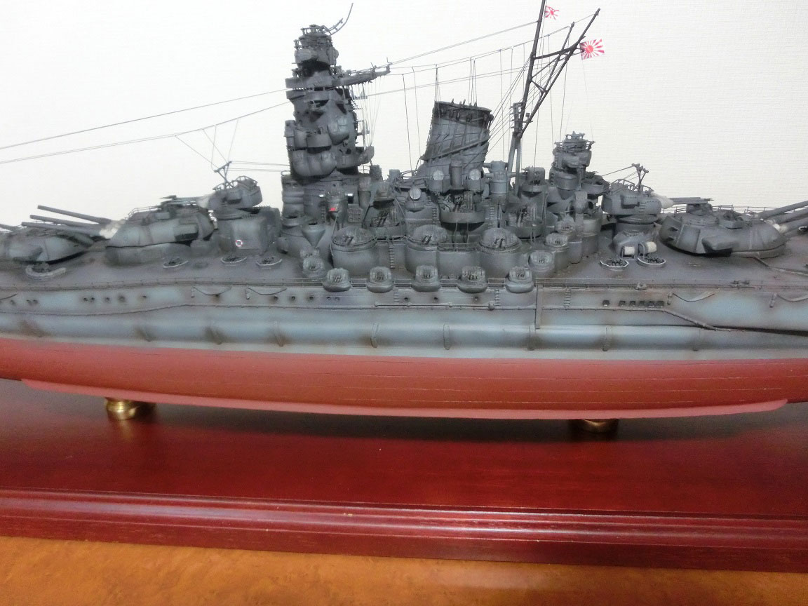 1/350戦艦大和超精密模型完成品、木製ハンドメイド、戦艦大和精密艦船模型完成品台座付の製作と通販専門店 ウッドマンクラブ