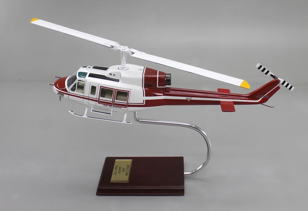 1/32 ベル214B ヘリコプター【エースヘリコプター（ACE HELICOPTER)塗装仕様】モデル 1/32精密模型完成品,ギアダウン アクリル透明仕様 ハンドメイド木製ソリッドモデル、ウッドマンクラブ