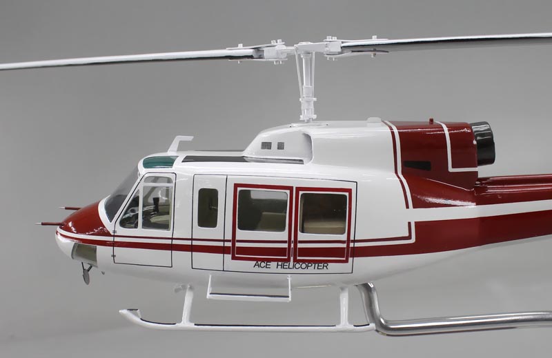 1/32 ベル214B ヘリコプター【エースヘリコプター（ACE HELICOPTER)塗装仕様】モデル 1/32精密模型完成品,ギアダウン アクリル透明仕様 ハンドメイド木製ソリッドモデル、ウッドマンクラブ