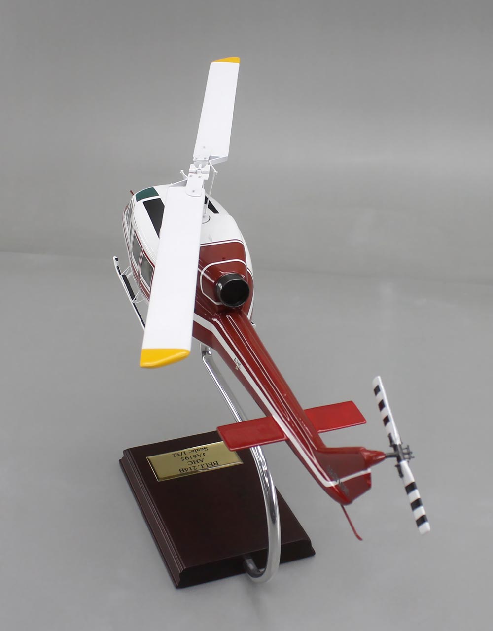 1/32 ベル214B ヘリコプター【エースヘリコプター（ACE HELICOPTER)塗装仕様】モデル 1/32精密模型完成品,ギアダウン アクリル透明仕様 ハンドメイド木製ソリッドモデル、ウッドマンクラブ