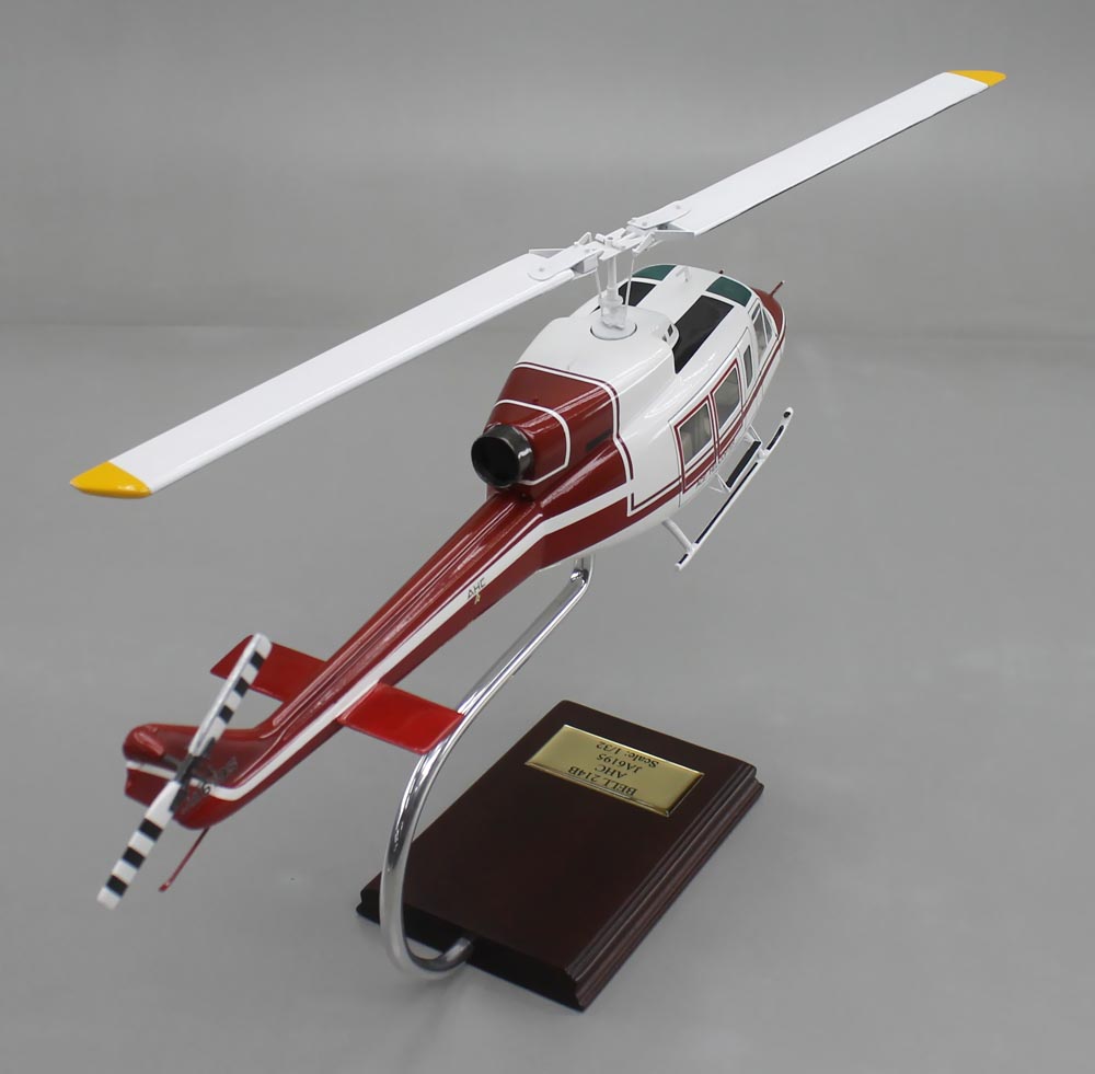 1/32 ベル214B ヘリコプター【エースヘリコプター（ACE HELICOPTER)塗装仕様】モデル 1/32精密模型完成品,ギアダウン アクリル透明仕様 ハンドメイド木製ソリッドモデル、ウッドマンクラブ