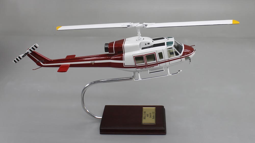 1/32 ベル214B ヘリコプター【エースヘリコプター（ACE HELICOPTER)塗装仕様】モデル 1/32精密模型完成品,ギアダウン アクリル透明仕様 ハンドメイド木製ソリッドモデル、ウッドマンクラブ