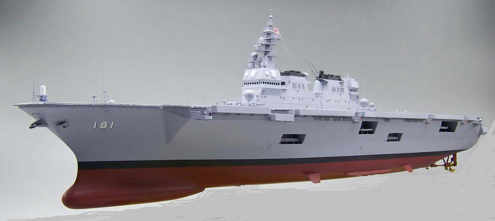 海上自衛隊ひゅうが型護衛艦 DDH-181「ひゅうが」Hyuga-class helicopter destroyer ヘリコプター搭載護衛艦 精密艦船模型完成品台座付の製作と通販専門店 ウッドマンクラブ 木製ハンドメイド艦船模型