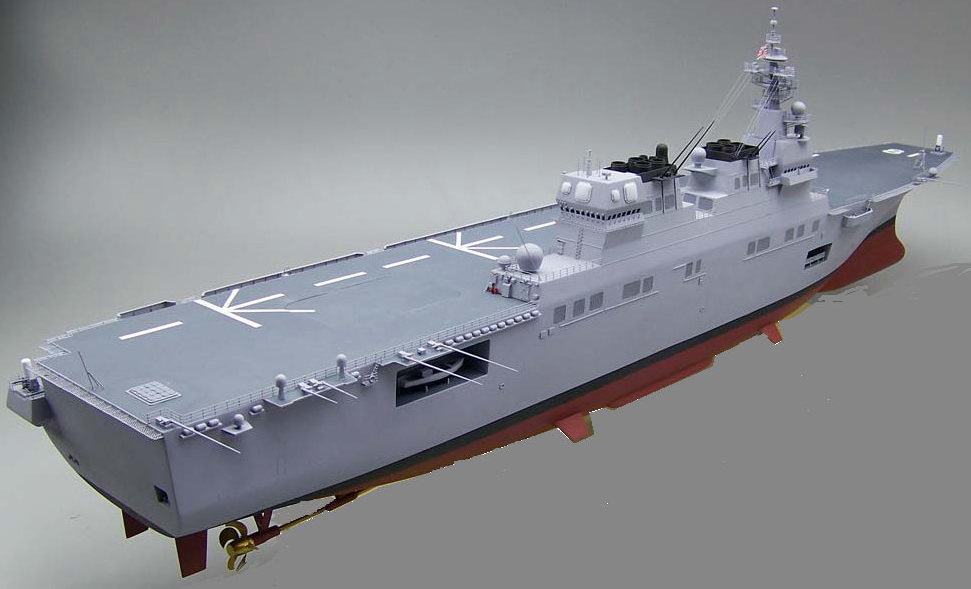 海上自衛隊ひゅうが型護衛艦 DDH-181「ひゅうが」Hyuga-class helicopter destroyer ヘリコプター搭載護衛艦 精密艦船模型完成品台座付の製作と通販専門店 ウッドマンクラブ 木製ハンドメイド艦船模型