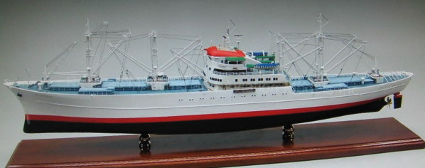 貨物船精密模型完成品 貨物船木製ハンドメイドモデル 完成品台座付き