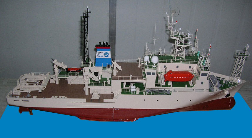 1/100 JAMSTEC 海洋研究開発機構様 海底広域研究船 FRP製精密模型 精密模型製作専門店 ウッドマンクラブ