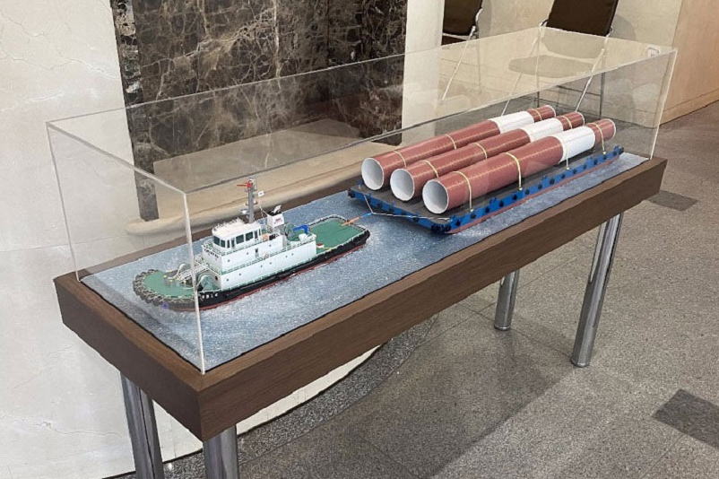 1/80 曳舟船展示用ジオラマ模型 モデルシップ 完成品 ウッドマンクラブ