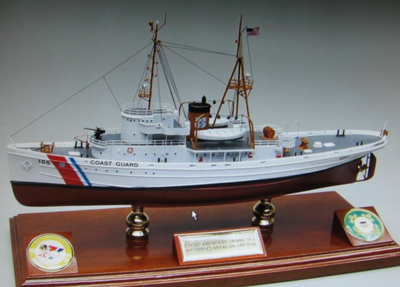 米国沿岸警備艇・コーストガード精密模型完成品 米国沿岸警備艇木製ハンドメイドモデル 完成品台座付き
