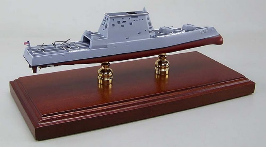 米国海軍ミサイル駆逐艦ズムウォルト(DDG-1000 ZUMWALT)精密模型完成品塗装済、米国海軍木製ハンドメイド精密艦船模型 ウッドマンクラブ