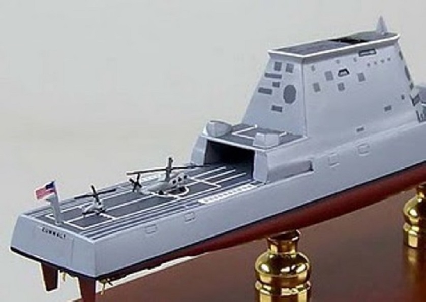 米国海軍ミサイル駆逐艦ズムウォルト(DDG-1000 ZUMWALT)精密模型完成品塗装済、米国海軍木製ハンドメイド精密艦船模型 ウッドマンクラブ